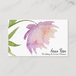 Cartão De Visita *~* Lavanda Cor de Água Elegante Rosa, Peony Flora