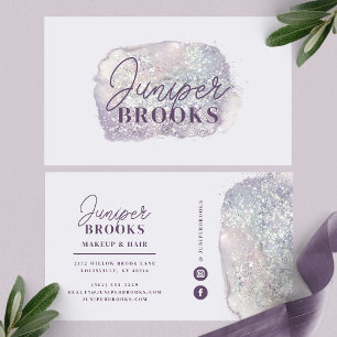 Cartão De Visita Lavanda Glitter Aquarela Mídia Social