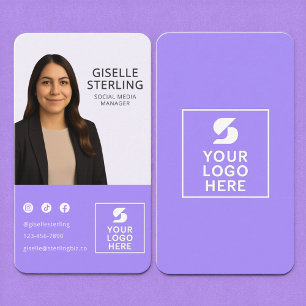 Cartão De Visita Lavanda Logotipo de Foto Púrpura Retrato Moderno