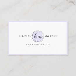 Cartão De Visita Lavanda Moderna Elegante da Beleza Artista Makeup