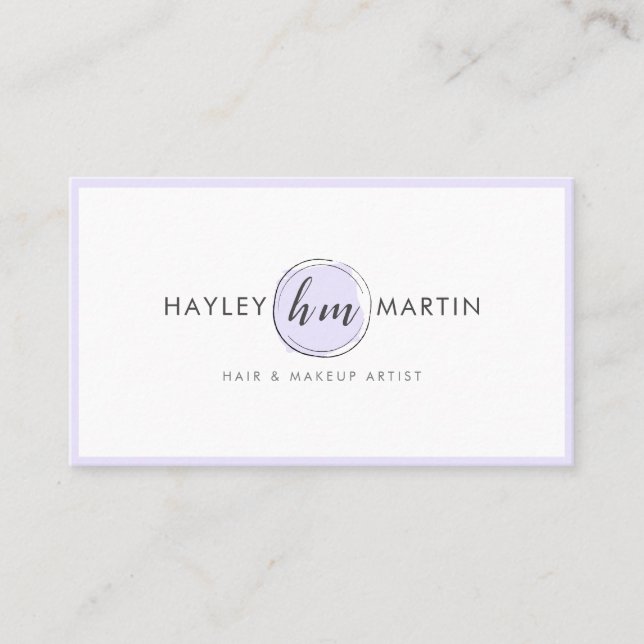 Cartão De Visita Lavanda Moderna Elegante da Beleza Artista Makeup  (Frente)