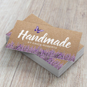 Cartão De Visita Lavanda rústica de Kraft do presente Handmade