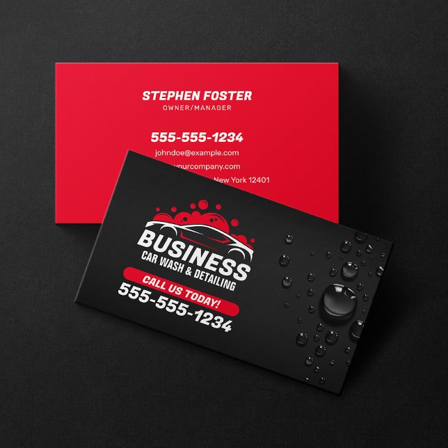 Cartão De Visita Lave Móvel Largura de Água Preta (Criador carregado)