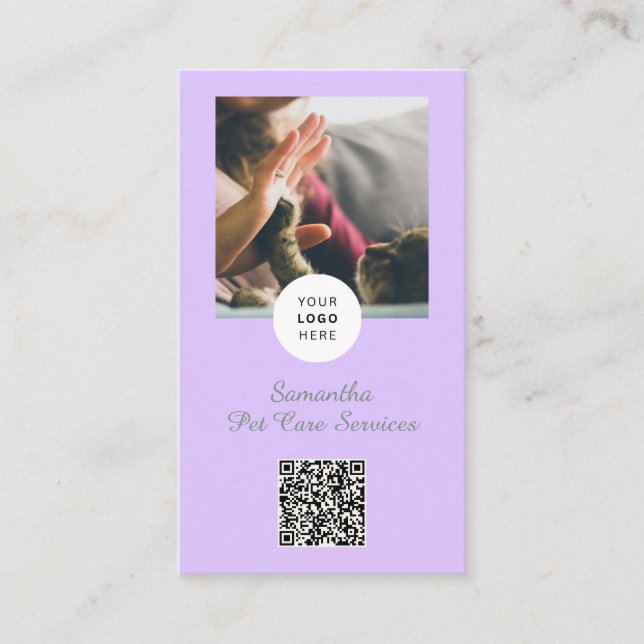 Cartão De Visita Lavender Script Business Card QR Code Service Menu (Frente)