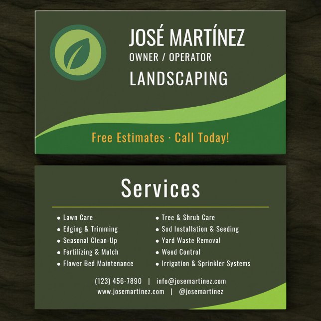 Cartão De Visita Lawn Care Landscaping Mowing Service (Criador carregado)