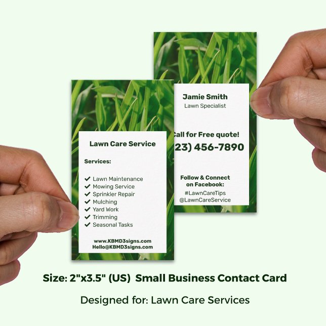 Cartão De Visita Lawn Care Service Green White Call Today (Lawn Care Service Green White Call Today Business Card; Size 2x3.5 Inch (US))