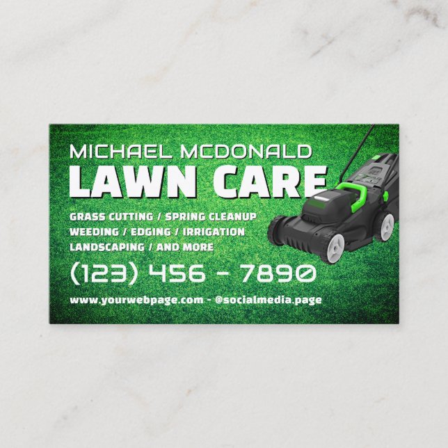 Cartão De Visita Lawn mower yard care Business Card (Frente)
