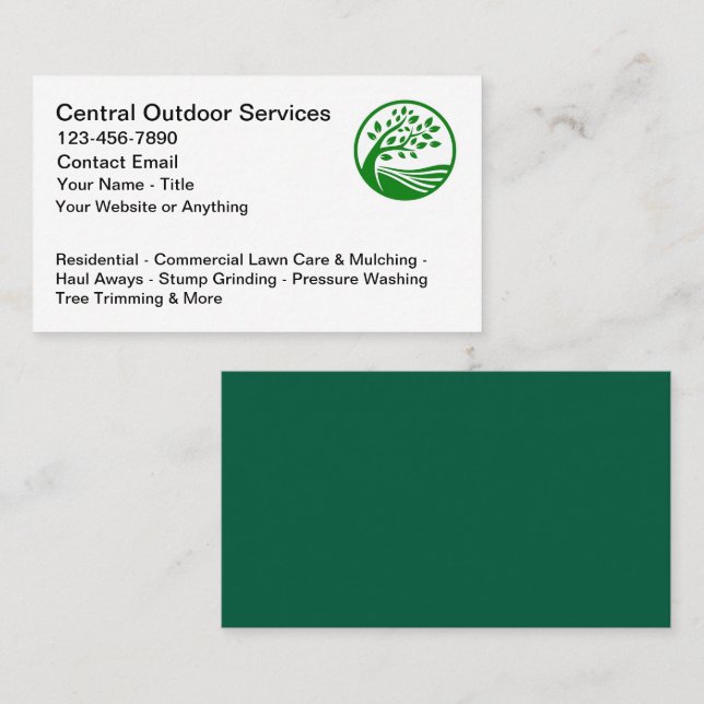 Cartão De Visita Lawn Outdoor Services Business Cards Mockup  (Frente/Verso)