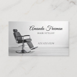 Cartão De Visita Layout da Cadeira de Salão Branco e Preto Moderno