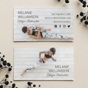 Cartão De Visita Layout de Foto do Instrutor Yoga Moderno e Minimal