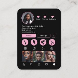 Cartão De Visita Layout de Mídia Social Stylist de Cabelo Negrito