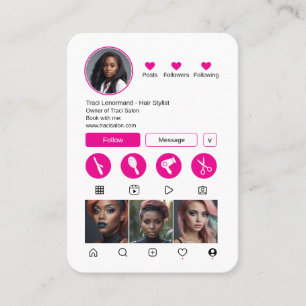 Cartão De Visita Layout de Mídia Social Stylist de Cabelo Negrito