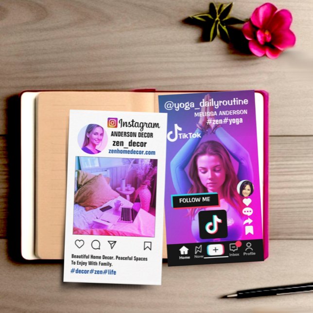 Cartão De Visita Layout legal de instantâneo de dois lados da tendê (Double sided social media insta tiktok layout business card)
