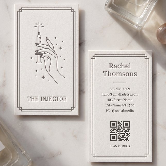 Cartão De Visita Layout QR Tarot Celestial Marfim Injector (Criador carregado)