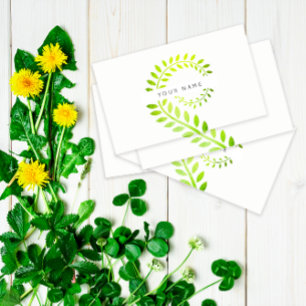 Cartão De Visita Leaf Laurel Fern Botânico - Serpentina Verde Branc