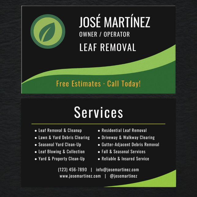 Cartão De Visita Leaf Removal Service (Criador carregado)