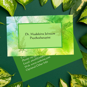 Cartão De Visita Leafi Psicoterapeuta Conselheiro Verde Azul Nature
