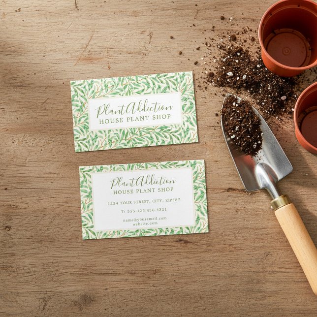 Cartão De Visita Leafy William Morris House Compra vegetal (Leafy William Morris House Plant Shop Business Card)