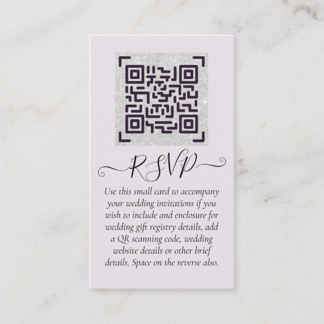 Cartão De Visita LeahG RSVP QR Code PHOTO Details Wedding Card (Frente)