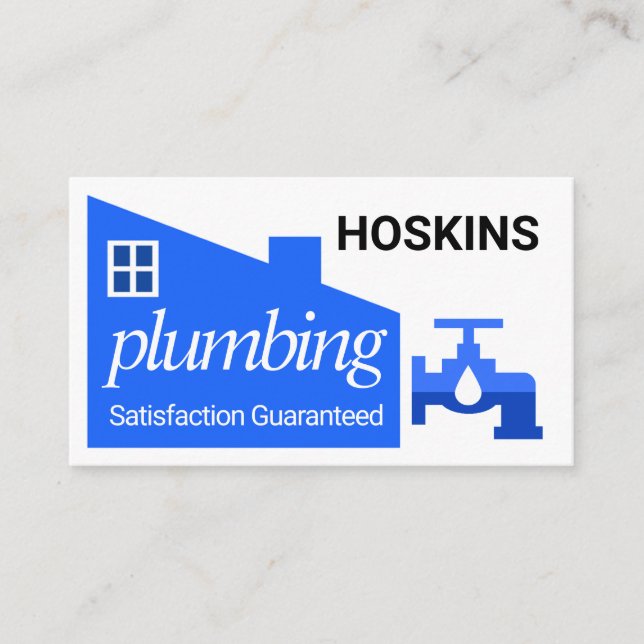Cartão De Visita Leaking Faucet Blue Home Building Plumbing (Frente)