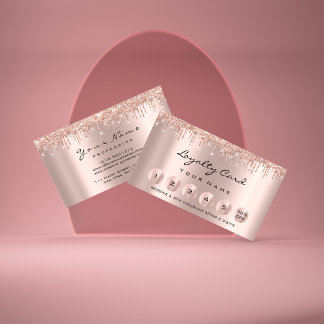 Cartão De Visita Lealdade 6 Makeup Esthetician Eyelash Rosa