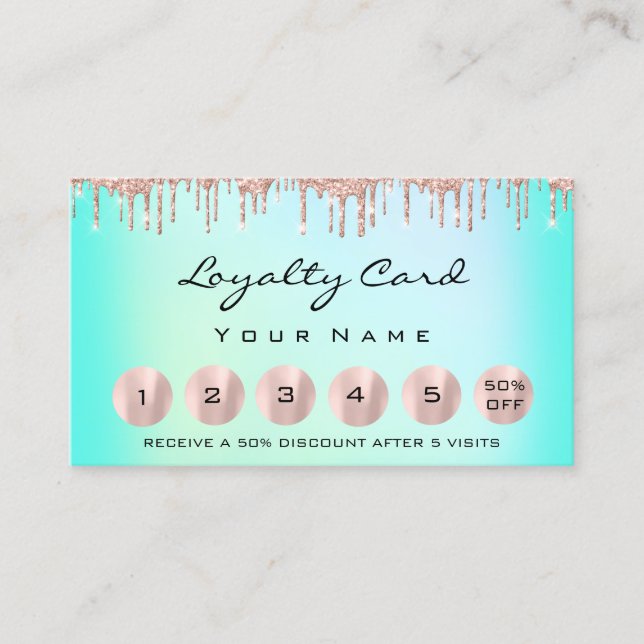 Cartão De Visita Lealdade 6 Makeup Esthetician Eyelash Rosa Ocean (Frente)