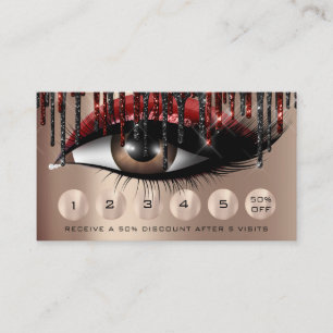 Cartão De Visita Lealdade 6 Makeup Eyelash Burgundy Skinny
