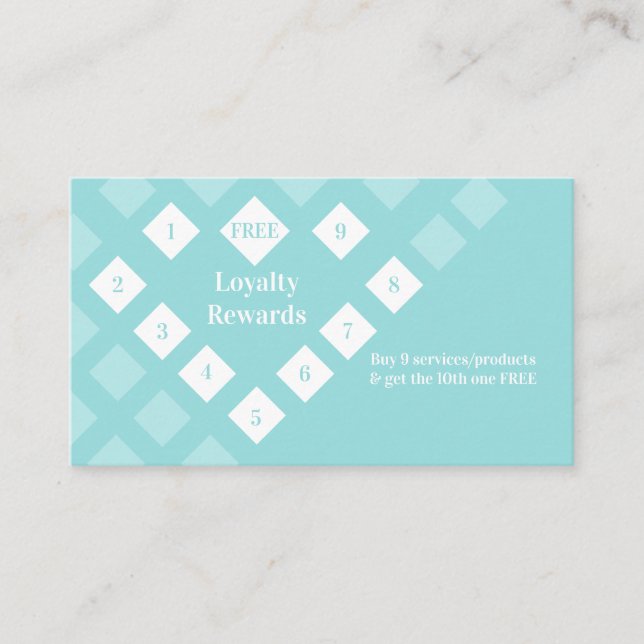 Cartão De Visita Lealdade cardíaca moderna recompensa Aqua azul (Frente)