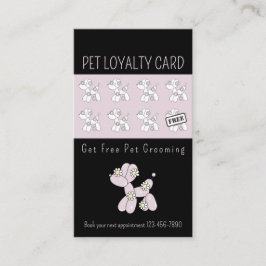 Cartão De Visita Lealdade cor-de-rosa aos cães do balão