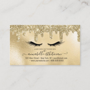 Cartão De Visita Lealdade de Extensão Eyelash Dourada de Glitter