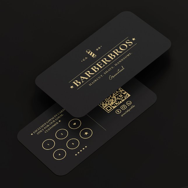 Cartão De Visita Lealdade Negra Elegante de Pole Barbershop (Barbershop Barber Pole Elegant Black Loyalty Business Card
)