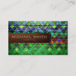 Cartão De Visita Leather Elegante Geométrica De Madeira Olhando #1