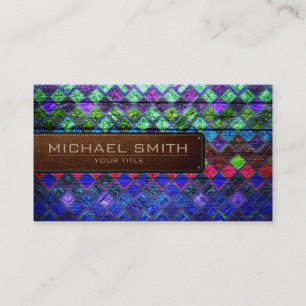 Cartão De Visita Leather Elegante Geométrica De Madeira Olhando #1