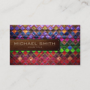 Cartão De Visita Leather Elegante Geométrica De Madeira Olhando #1