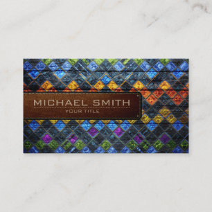 Cartão De Visita Leather Elegante Geométrica De Madeira Olhando #12