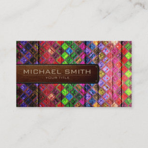 Cartão De Visita Leather Elegante Geométrica De Madeira Olhando #19