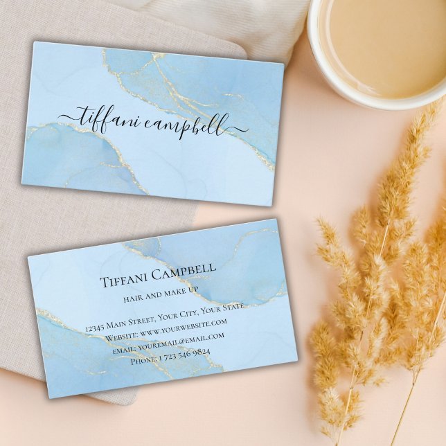 Cartão De Visita Legal Abstrato Azul-Brilhante Cabelo e Artista de  (Criador carregado)