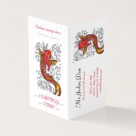 Cartão De Visita Legal arte de peixes koi, de sorte, tinta vermelha