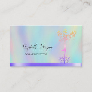 Cartão De Visita Legal árvore mulheres Silhouette, Yoga Holográfico