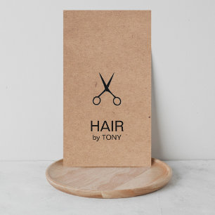 Cartão De Visita Legal Elegante Kraft Paper Black Scissor Hairstyli