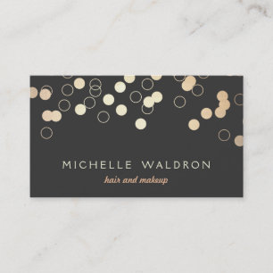 Cartão De Visita Legal Moderno Dourado Confetti Makeup Artista Chic