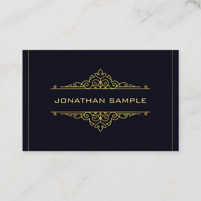 Cartão De Visita Legal negro Dourado moderno plano elegante sofisti (Frente)