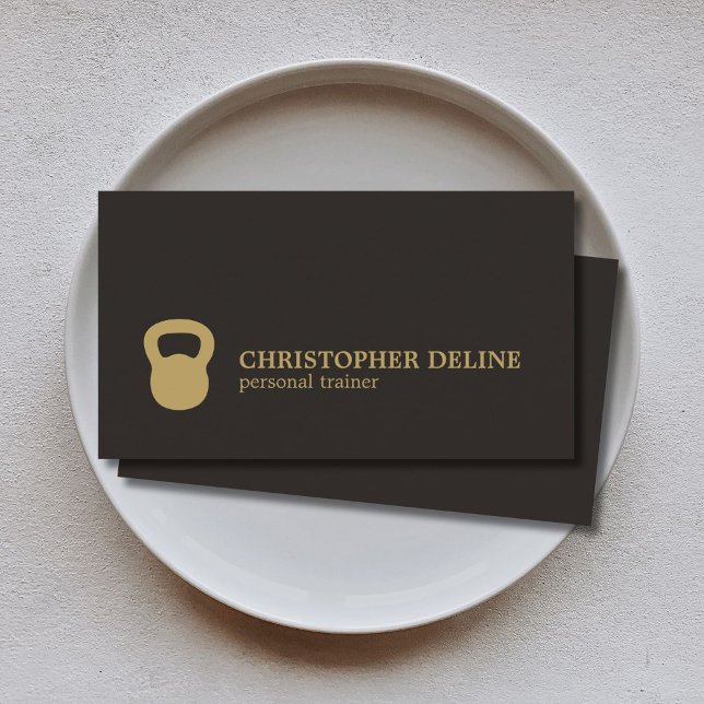 Cartão De Visita Legal Simples Dourado Kettlebell Treinador Pessoal (Criador carregado)
