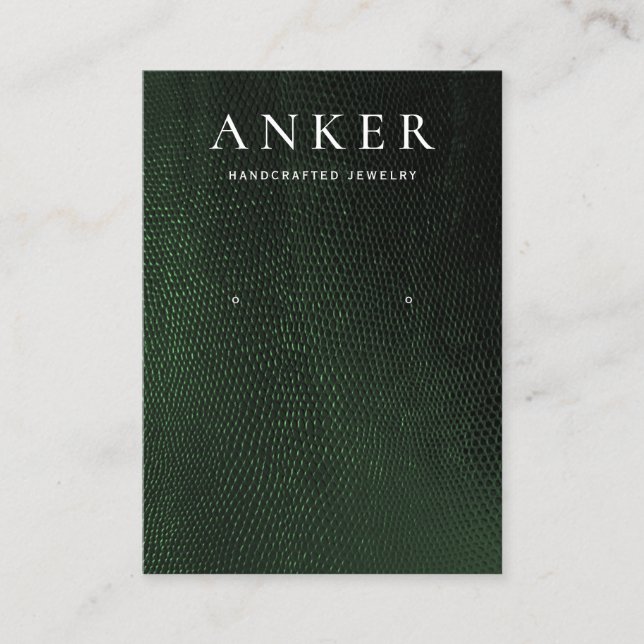Cartão De Visita Legal Tela Verde de Orelha de Couro (Frente)