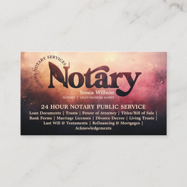 Cartão De Visita Lei do Agente de Assinatura de Empréstimo Notário  (Frente)