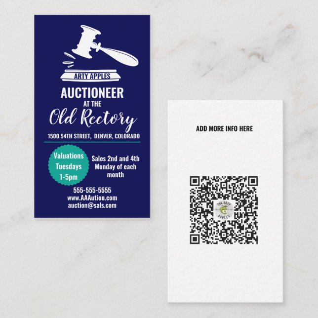 Cartão De Visita Leilão de leilão de venda de habitação, dia de ava (Frente/Verso)