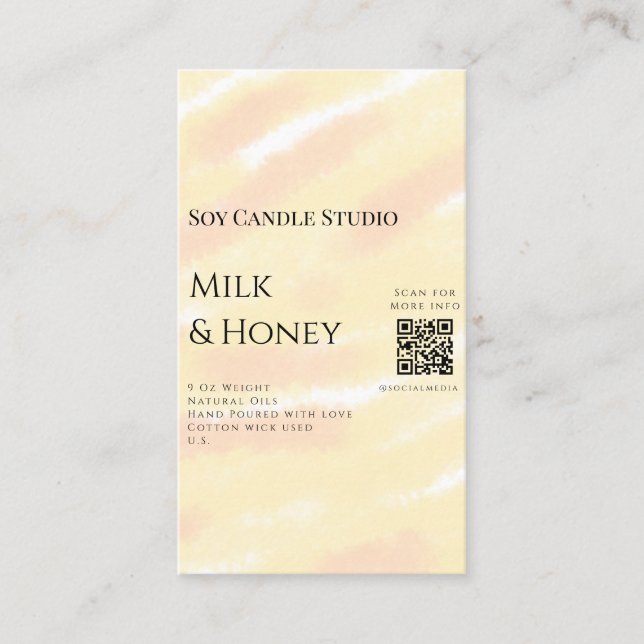 Cartão De Visita Leite mel soja negócio adicionar q r código tex (Frente)