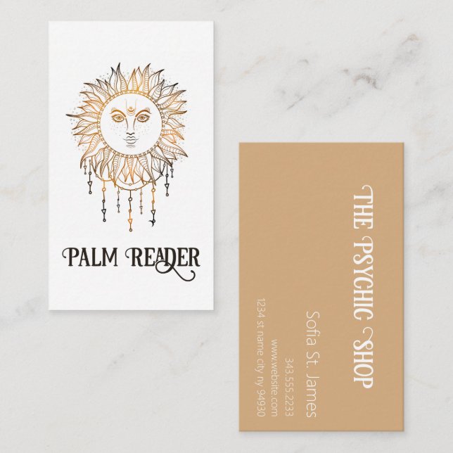 Cartão De Visita Leitor de Placa Tarot de Leitura de Palma Psíquica (Frente/Verso)
