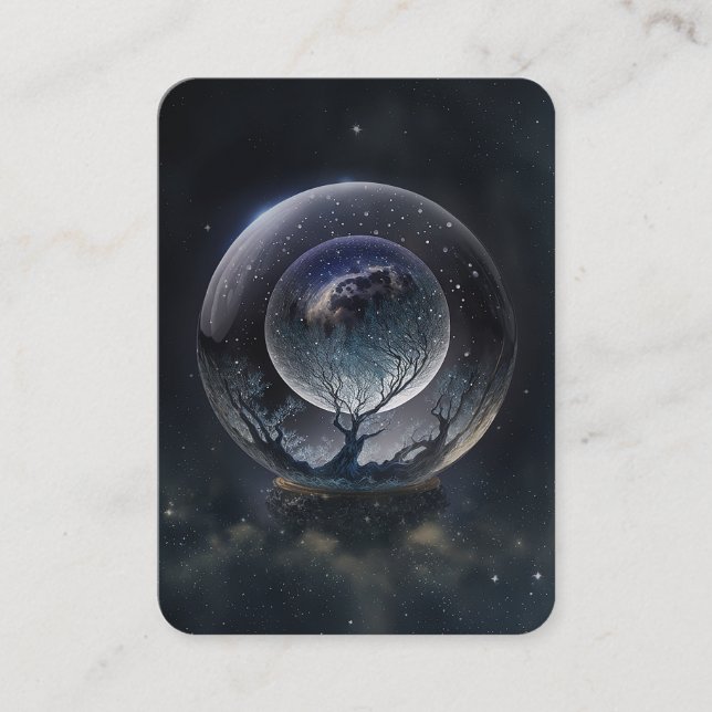 Cartão De Visita Leitor de Tarô Médio Psicótico Crystal Ball (Frente)