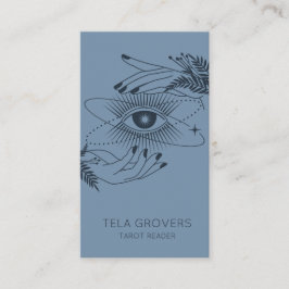 Cartão De Visita Leitor de Tarô Místico Moderno do Quic Azul Dusty